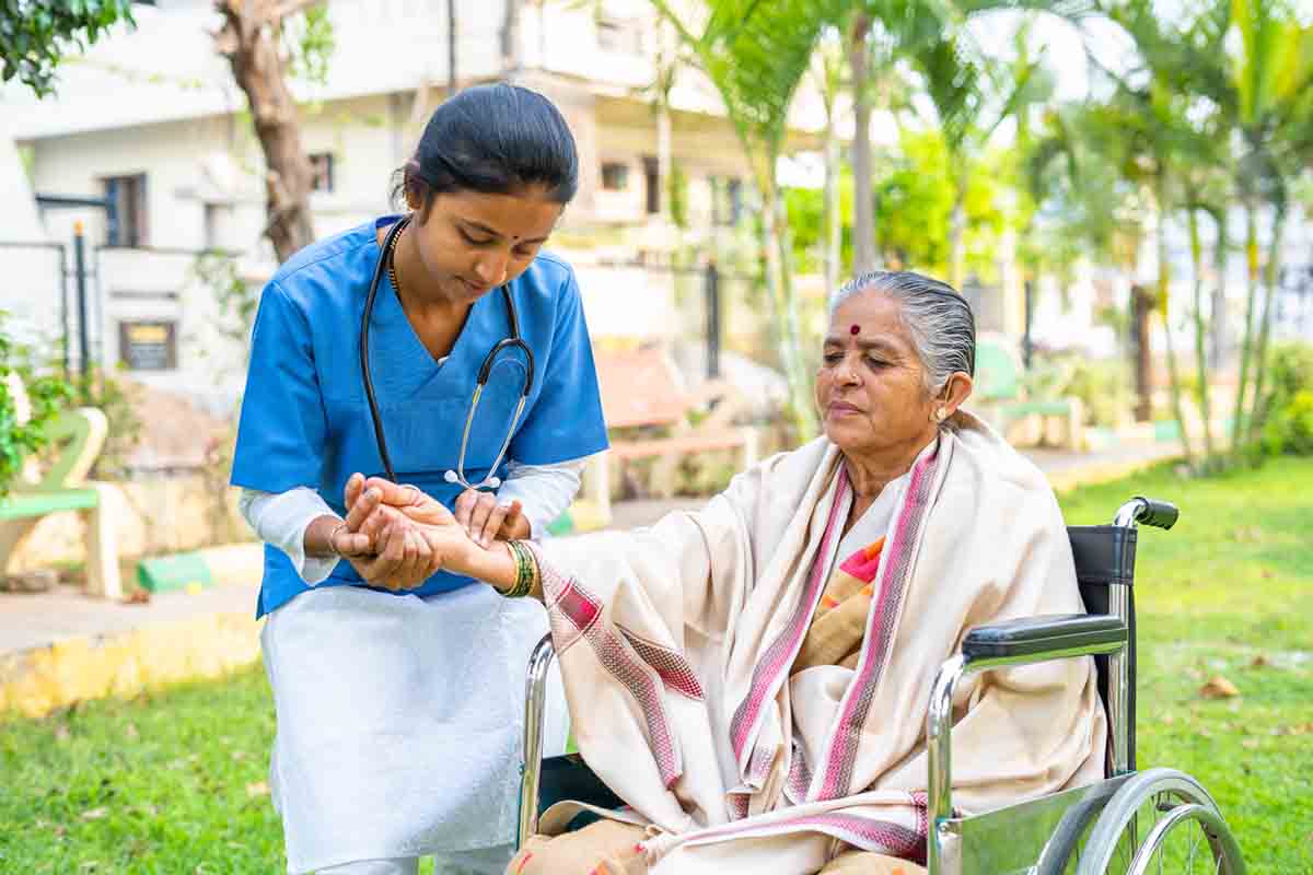 Indian healthcare worker with equipment